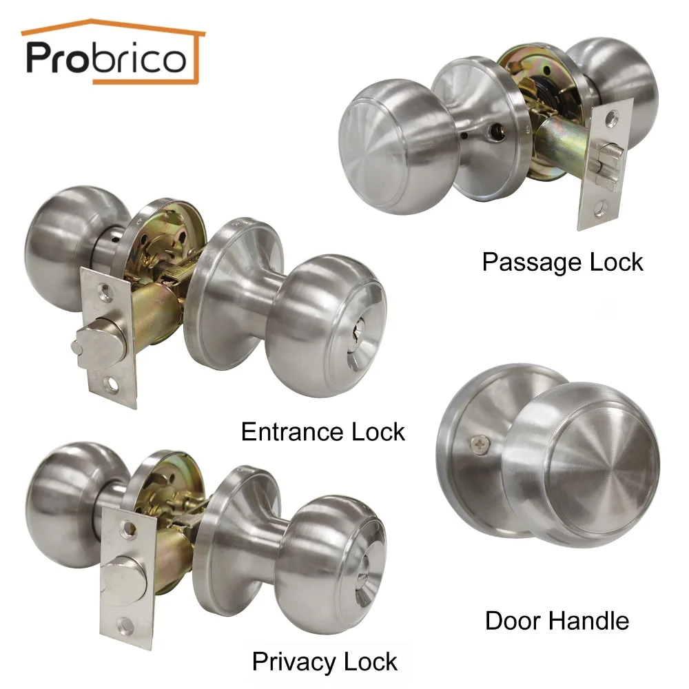Probrico Stainless Steel Entrance/Privcy/Passage Door Lock Satin ... Probrico Stainless Steel Entrance/Privcy/Passage Door Lock Satin ...