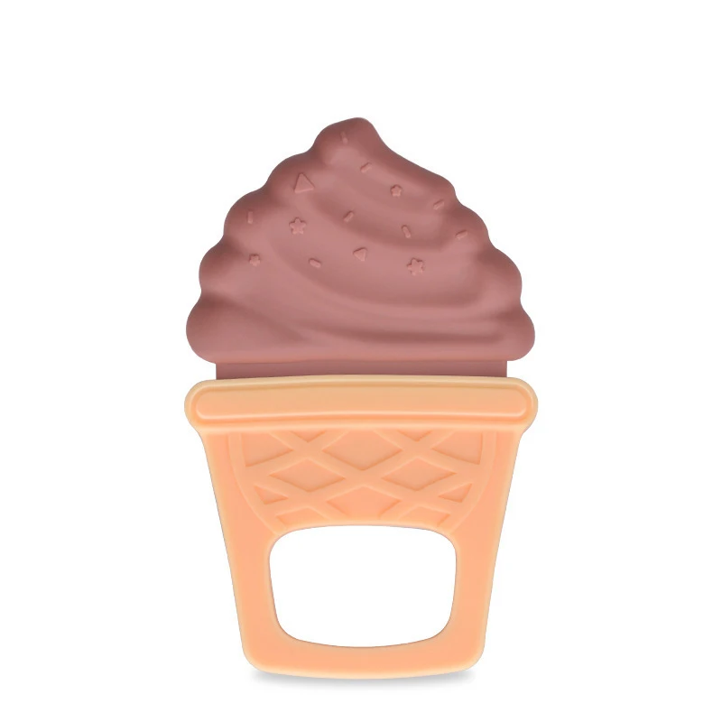 wonderful  Cute Baby Safe BPA Free Silicone Pacify Comfort Bite Teether Infants Teething Toys Ice Cream Shape 