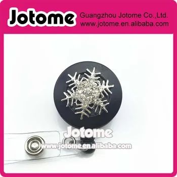 

Beautiful Snowflake Rhinestone Crystal Retractable ID Sassy Badge holder - Nurse Badge Holder - Teacher ID Badge Holder