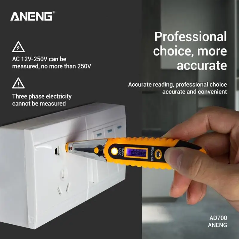 ANENG цифровой тестовый карандаш AC/DC 12-250 В ЖК-дисплей детектор напряжения тестовая ручка для инструментов электрика