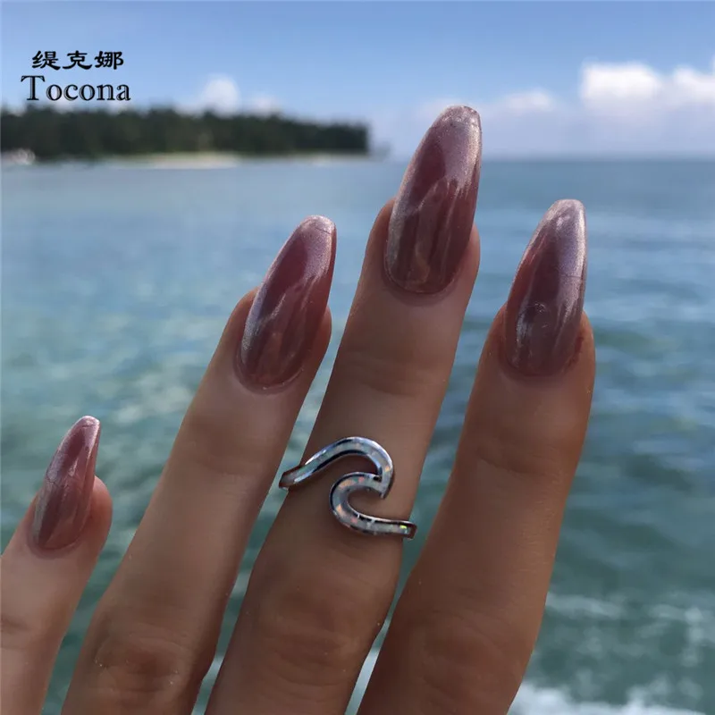 

Tocona Colorful Rhinestone Wave Midi Finger Ring Crystal Silver Alloy Surf Rings for Women Party Jewelry Accessories 6081