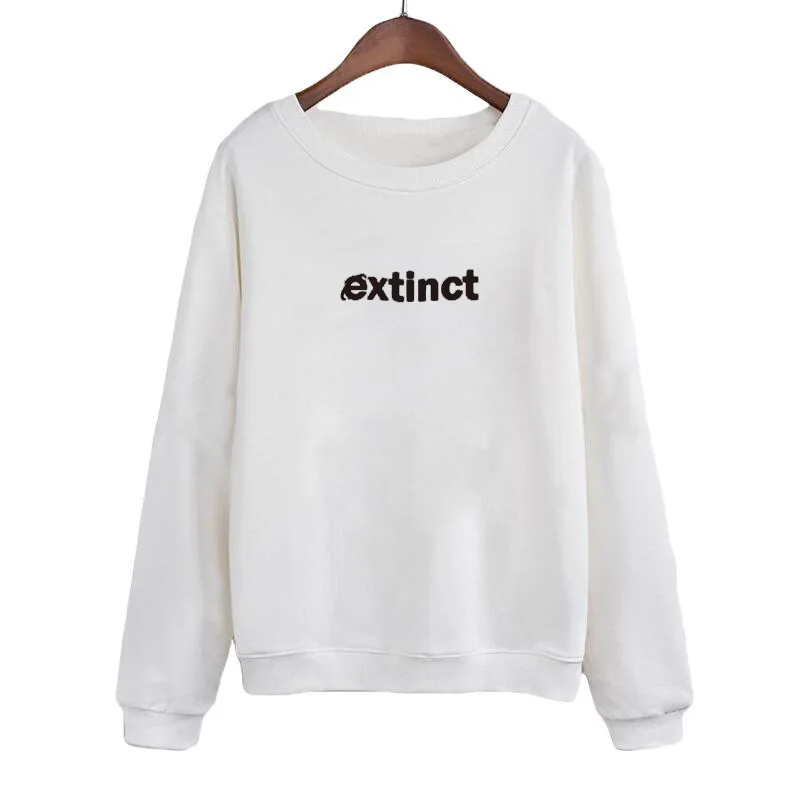 

Fashion Black White Crew Neck Hoodies Extinct Sweatshirt 90s Internet Explorer Vaporwave Funny Streetwear Women Pullover