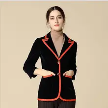 Взлетно-посадочной полосы Дизайнер Высокое качество шик в европейском стиле; Vestidos De Festa костюм облегающие скини рельефные кнопки лацкан с тупым углом OL пиджаки для женщин