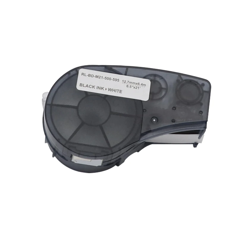 

High Adhesion Vinyl Label Tape M21-500-595 Black on White 12.7mm*6.4m Compatible for Brady BMP21-PLUS IDPAL and LABPAL Label