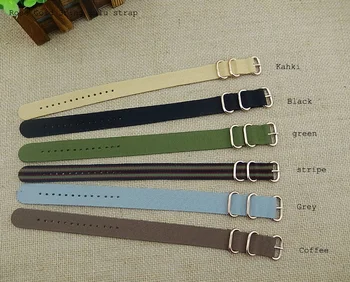 

18 20 22mm New Man Woman Kahki Black Green Atripe Grey Coffee Colorful watchband Strap Belt Nato Zulu Ring Rose Gold Pin Buckle