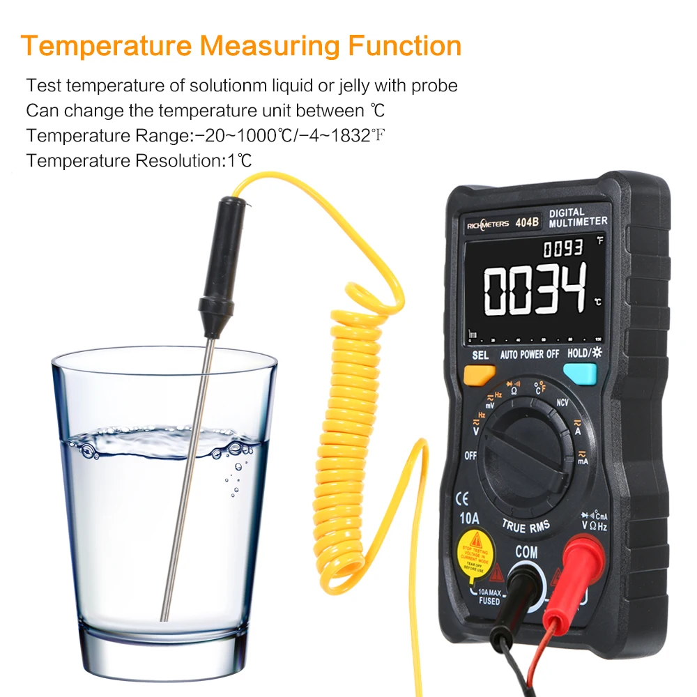 Ручной цифровой мультиметр RM404B многофункциональный мини мультиметр AC/DC напряжение Транзистор тестер Амперметр Датчик температуры