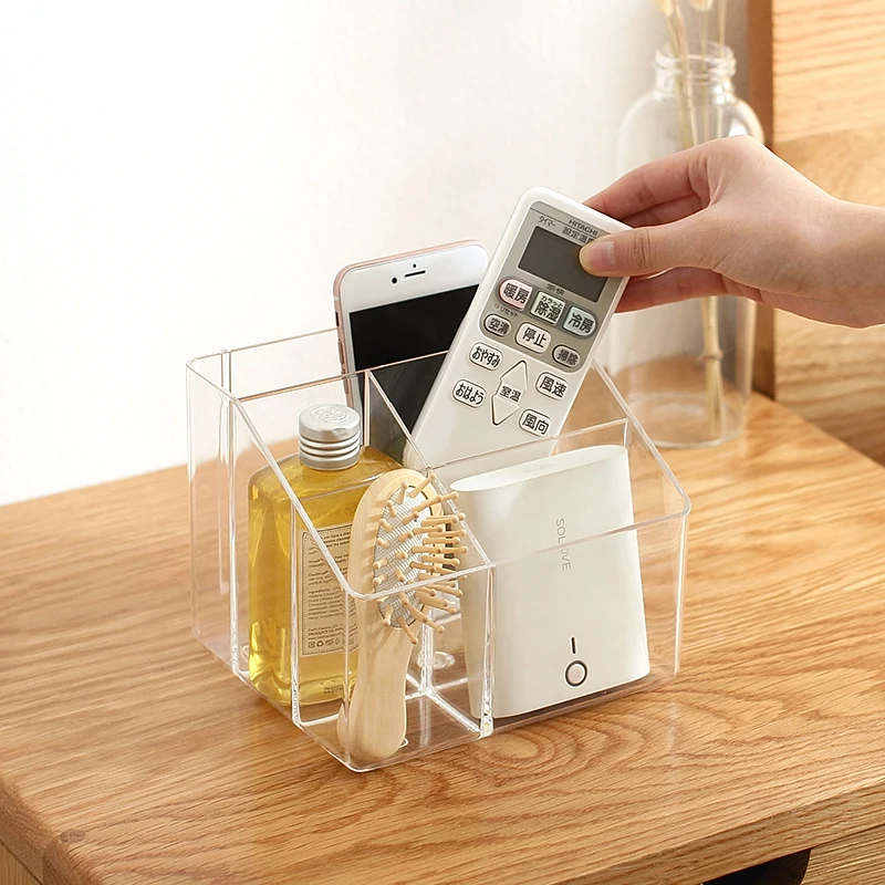TV Remote Control Phone Key Pen Clear Glasses Organizer Storage Box Stand Holder