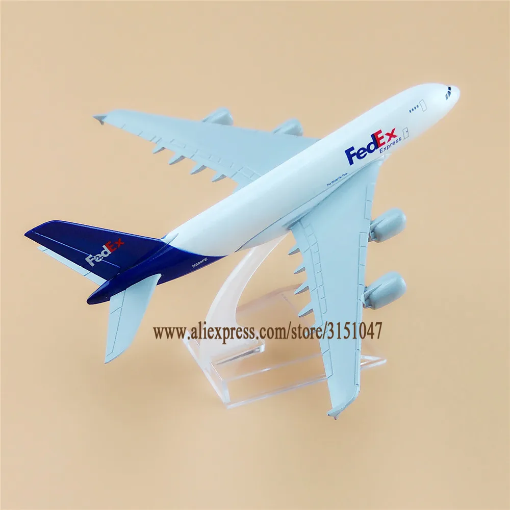 Сплав металла FedEx воздуха A380 авиакомпания модель самолета FedEx Airbus 380 Airways модель самолета Стенд самолет дети подарки 16 см