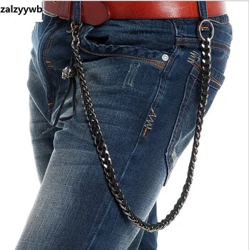 

Fashion Men Heavy Gunmetal and Leather Joint Biker Skull Wallet Chains 66cm Key Chain Rock Skeleton Hip Hop Jeans Chain