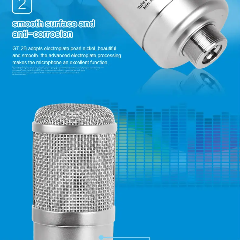 Alctron GT-2B вакуумный трубчатый конденсаторный микрофон профессиональный трубчатый конденсаторный микрофон с амортизатором и блоком питания