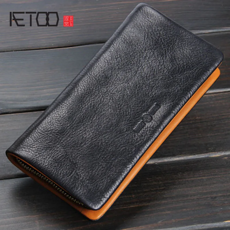 AETOO Original handmade wallet men and women zipper clutch leather long wallet retro crazy horse leather large Vintage AETOO Original handmade wallet men and women zipper clutch leather long wallet retro crazy horse leather large Vintage