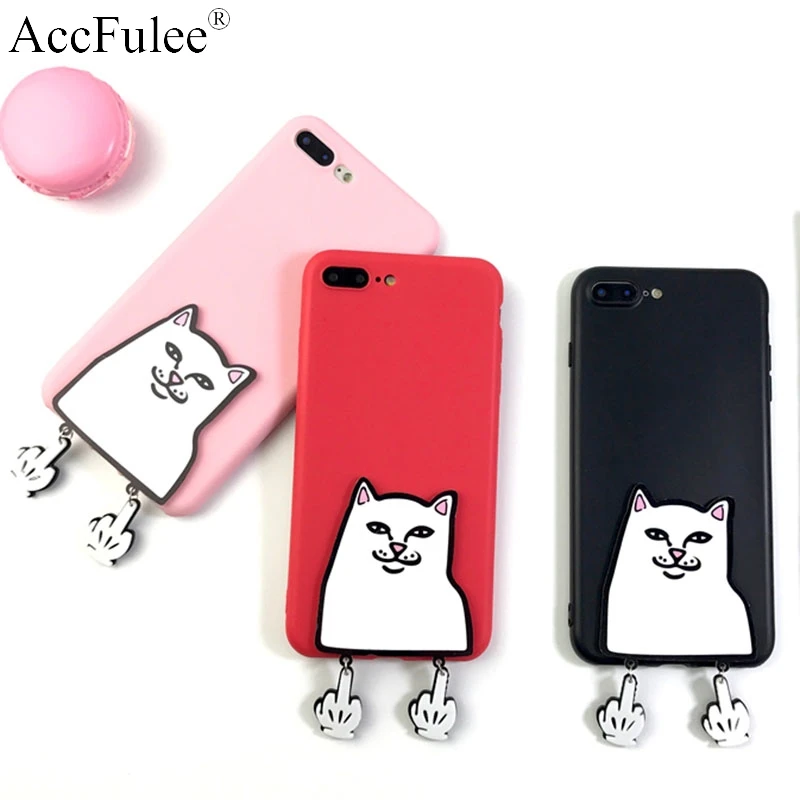 

3D Cartoon Pocket Cat Case for iPhone XC XS 11 Pro Max 8 Plus 7 6 6S 5C 5S SE 4 4S Middle Finger Cat Cases Soft TPU Back Cover