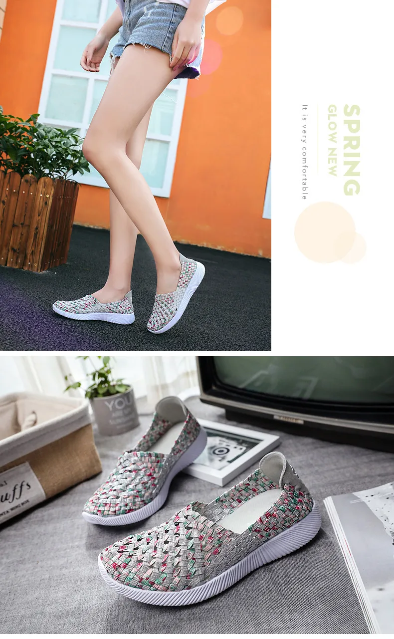 2019 spring women flat shoes light flat loafers shoes Breathable Driving Shoes walking woven shoes for ladies loafers (8)