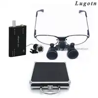 Metal box 2.5 times near sight removable glass surgical operation loupe with led head light dental medical operating magnifier