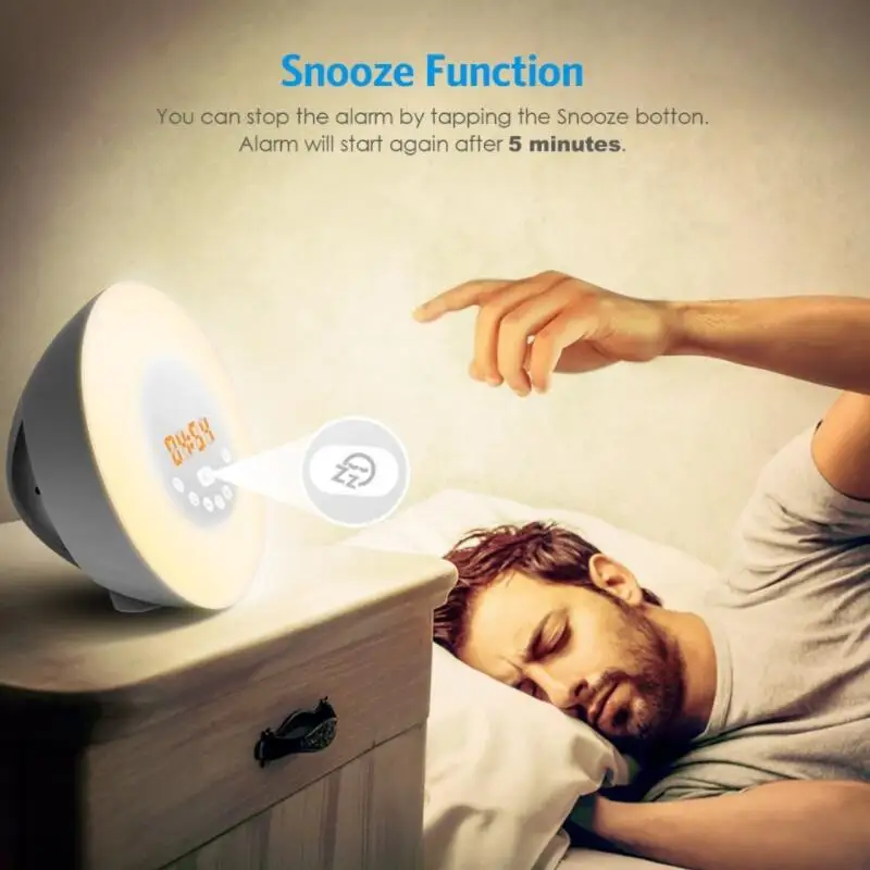 Wake Up Light Sunrise Simulation Alarm Clock With Sunset Snooze