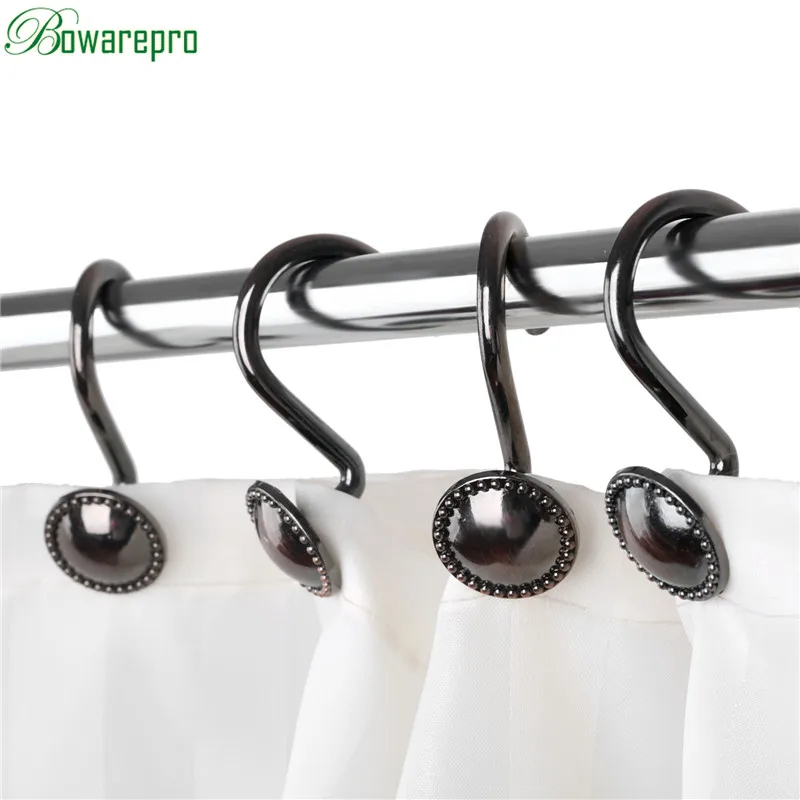 bowarepro 12PCS/Set Curtain Hooks Zinc Alloy Metal Shower Curtain Hooks