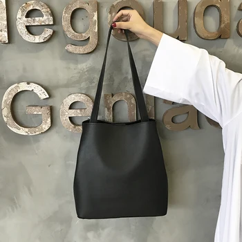 

Big Bag Female 2019 Simple Handbag Large Capacity Shoulder Bag Two Pieces PU Leather Composite Hands Bags Black White Sac A Main