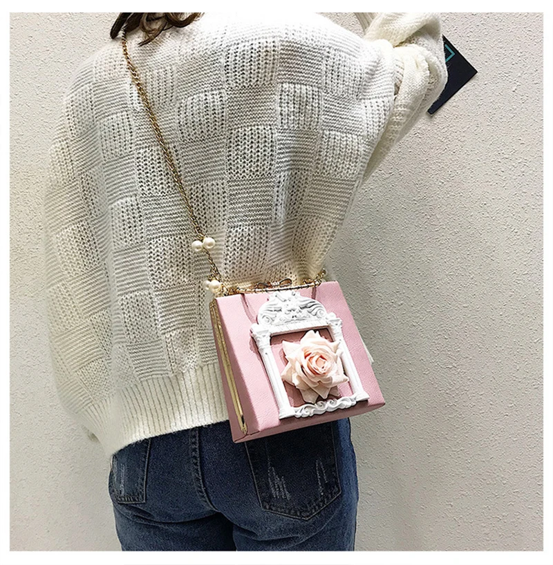 Embossed Flowers Women Handbags Luxury Rose Chain Lady Leather Shoulder Bag Evening Party Female Travel Crossbody SS3529 (8)