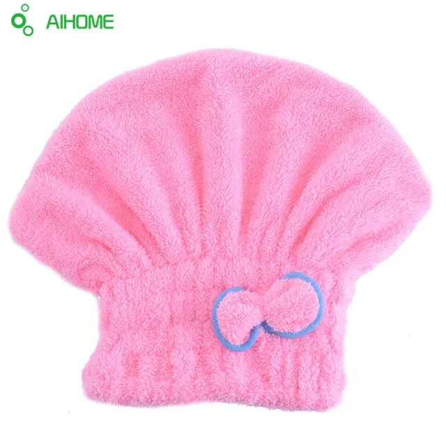 Best Price Microfiber Solid Hair Turban Quickly Dry Hair Hat Cap Bathing Tool Drying Towel Head Wrap Hat For Womens  Lady Girls