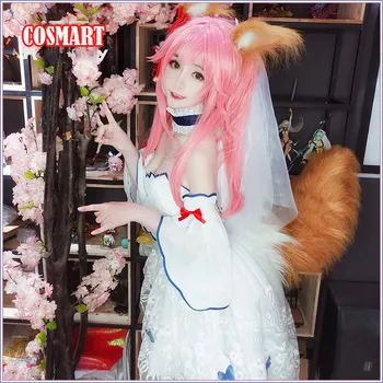 

[July 31 Stock] FGO Fate Grand Order Extra CCC Caster Tamamo no Mae Cosplay Costume Wedding Dress Full Set with Ears Tails Hallo