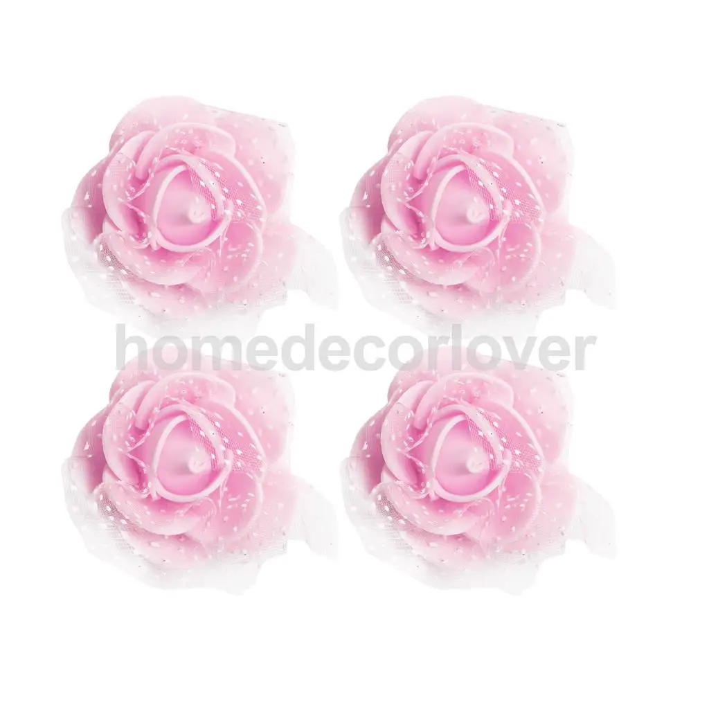 50 Pieces Many Color Mini Artificial Foam Mesh Rose Flower Heads Embellishment for Wedding Crafts 4cm