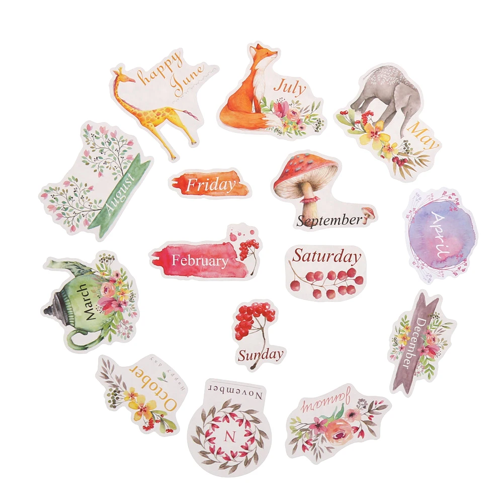 

Plan Week Month Paper Stickers Vintage Cartoon Print Seal Sticker Decoration Label