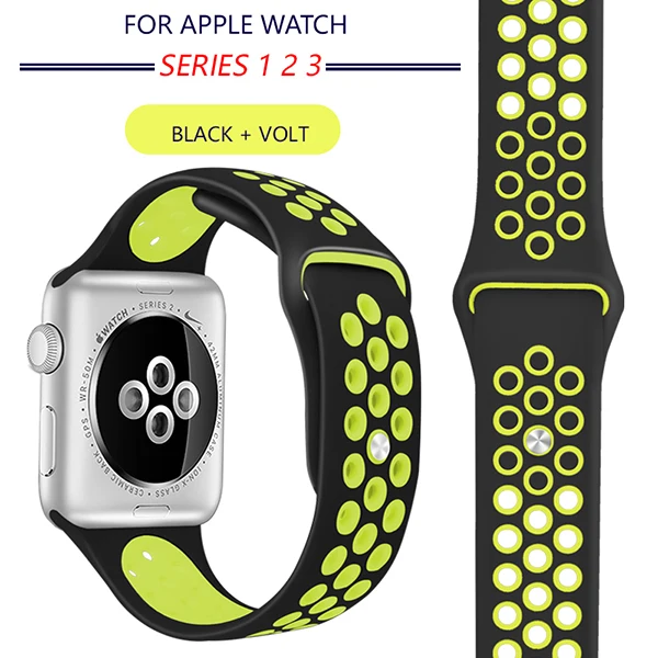 Мягкий спортивный силиконовый ремешок для Apple Watch серии 1, 2, 3, 42 мм, 38 мм, резиновый ремешок для iWatch 4/5, 40 мм, 44 мм