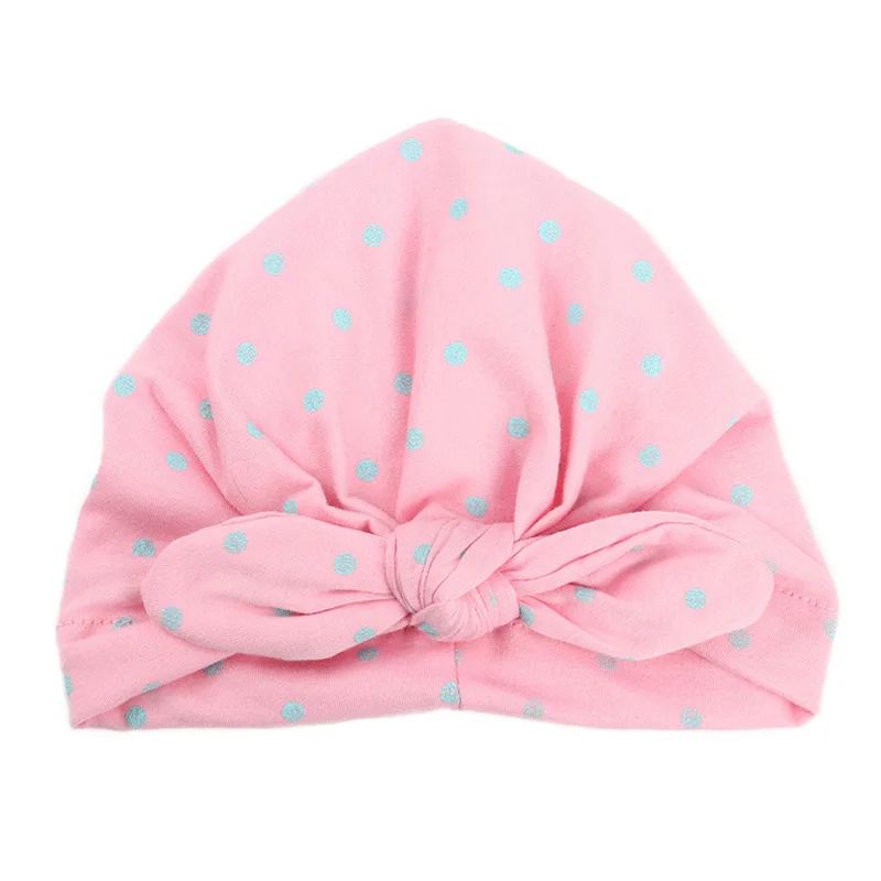 Sweet Dot Baby Girl Hat with Bow Candy Color Baby Turban Cap for Girls Elastic Infant Accessories 1 PC - Цвет: pink baby hat cap