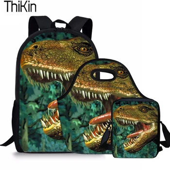 

THIKIN 3Pcs/Set Children School Bags for Kids Dinosaur Printing Schoolbag Backpacks Boys Cool Shoulder Bags Teenager Satchel