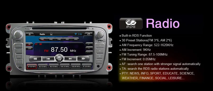 Flash Deal HOT HD Quad Core Android 8.1.1 Auto Car DVD GPS for Ford Focus 2008-2011 A9 Dual Core 7" 2 Din with 8GB TF Card 2017 New sales 13
