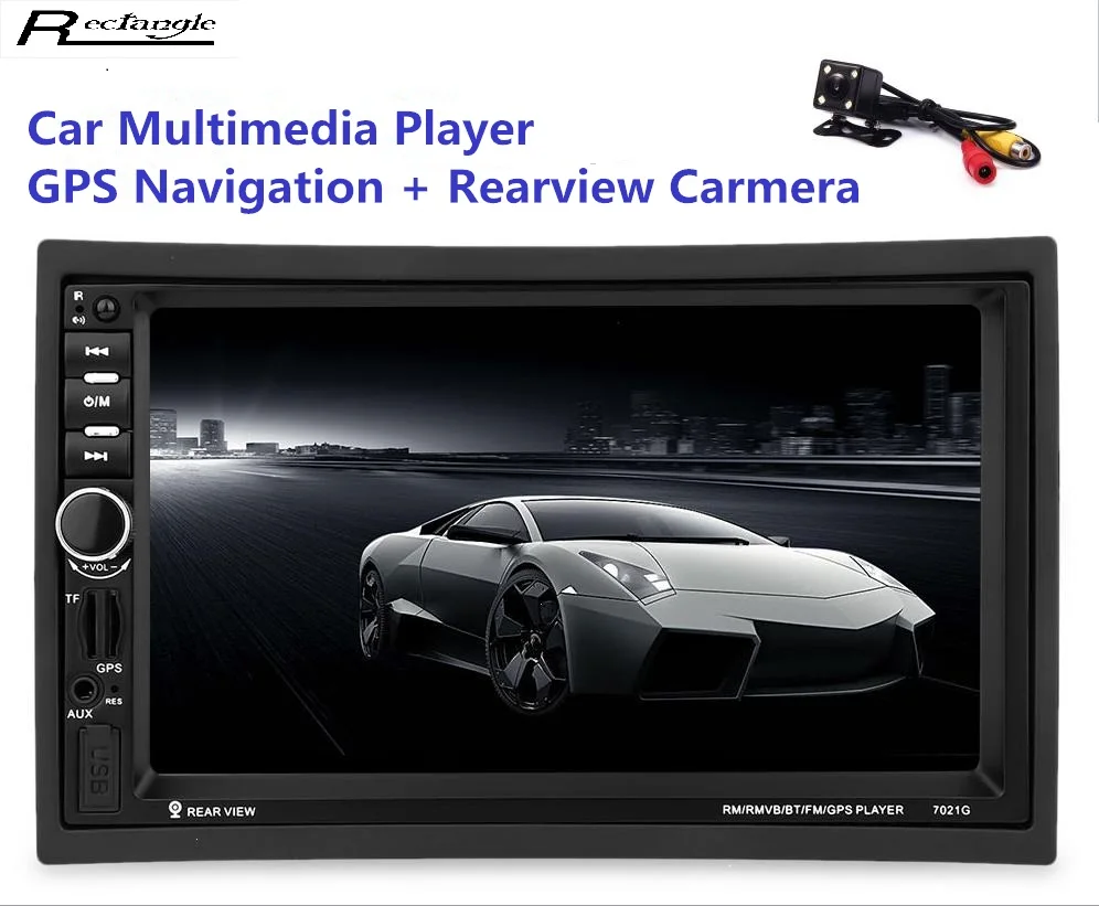 

7021G 7 inch 2 Din Auto Multimedia Player GPS Navagation Bluetooth Car MP5 Player with FM Radio Rear View Camera Remote Control
