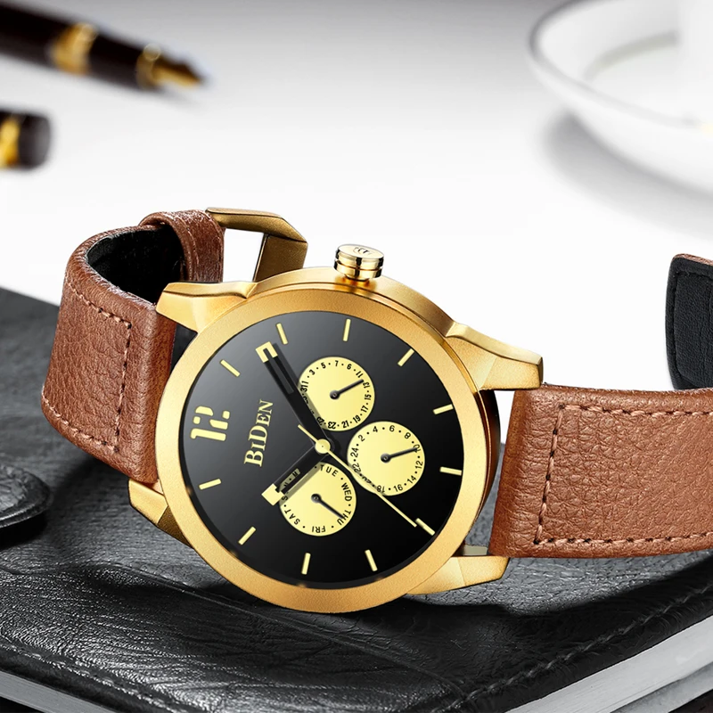 Relogio Masculino BIDEN для мужчин s часы лучший бренд класса люкс кварцевые армейские часы для мужчин повседневное кожа Военная Униформа