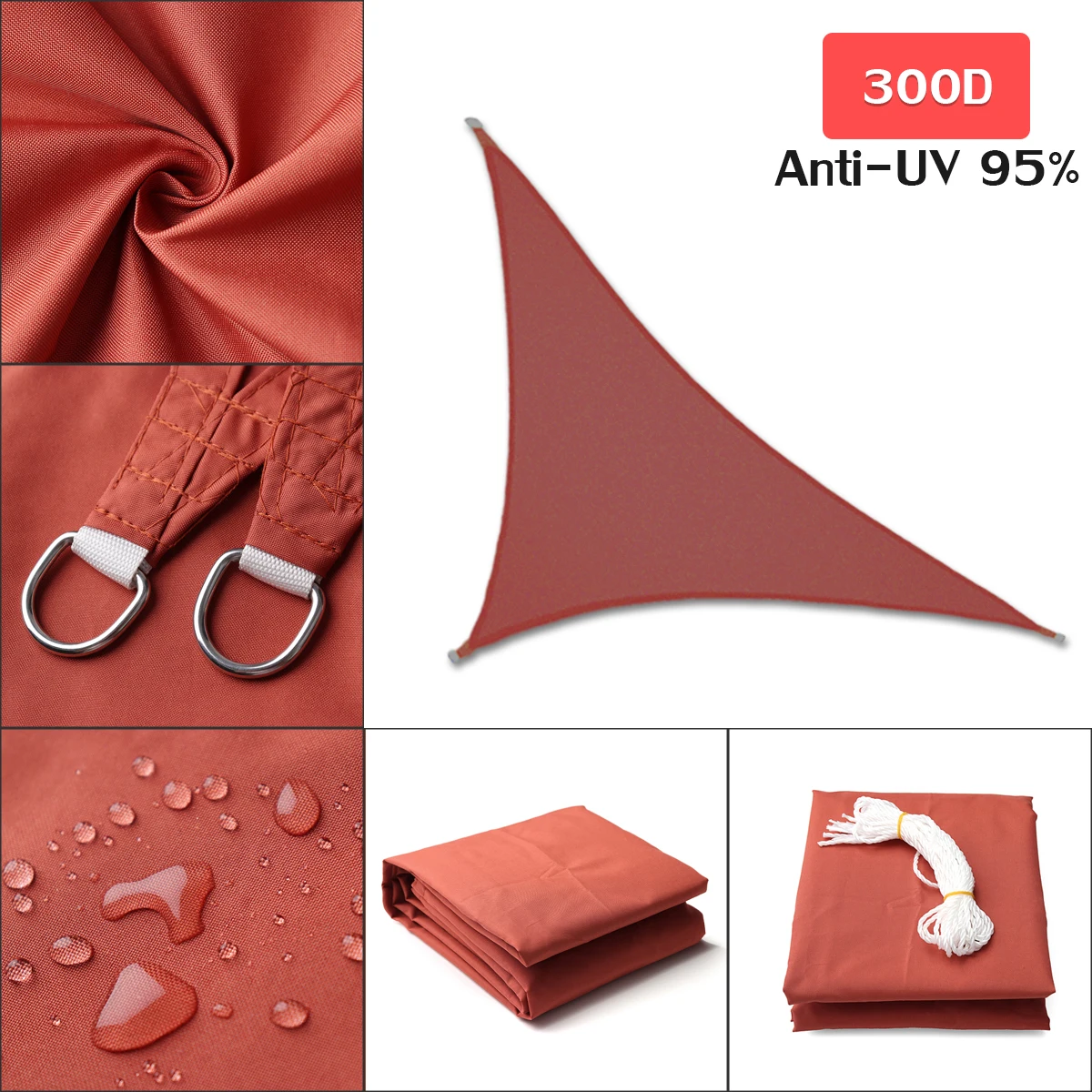 280GSM/300D HDPE правый треугольный тент парус солнце открытый водонепроницаемый