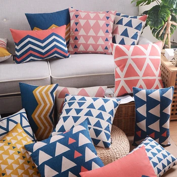 

Triangle pattern throw almohada Nordic Lumbar pad Cushion Cover home soft seat car decor linen pillow case coussin scandinave