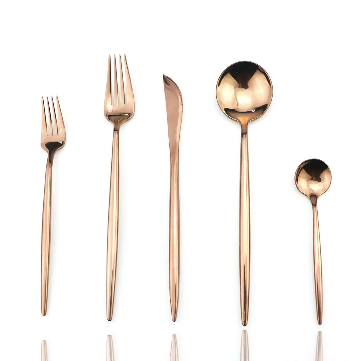

20-Piece Dessert Scoops Kitchen Silverware Cutlery Tableware Dinnerware Rose Gold Steak Knife Utensil Set for 4 Person