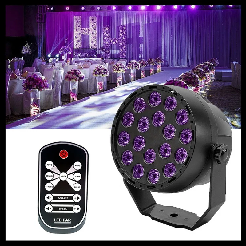 

Remote control 18 uv violet light par light LED sound control cast stage light party performance bar atmosphere light US/EU Plug
