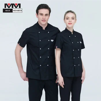 

Men's Women's Restaurant Summer Kitchen Workwear Jackets Catering Hotel Waiter Cafe Bakery BBQ Master Cook Short Sleeve Tops 3XL