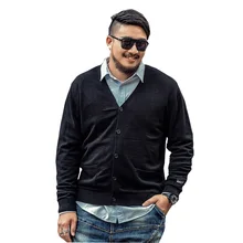 Новинка, брендовый свитер большого размера 3XL 4XL 5XL 6XL 7XL, осенний мужской кардиган, свитер для мужчин, свободный свитер с v-образным вырезом, 5XL 6XL 7XL, черный/серый вязаный