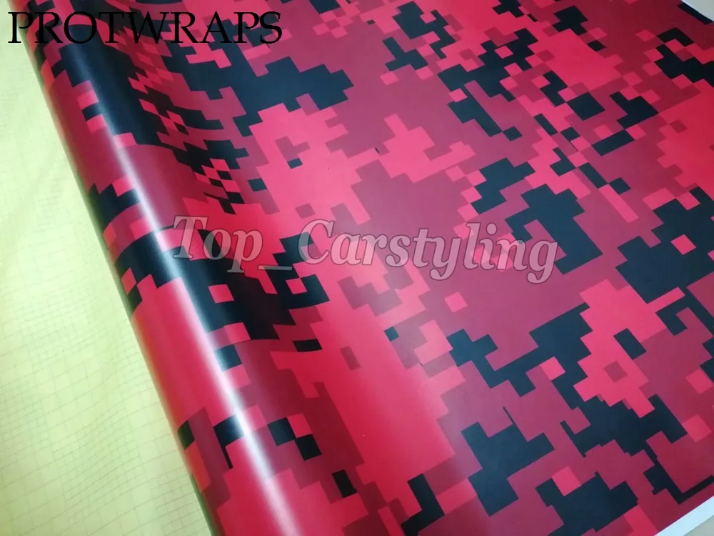 Amexteck Red Digital Camo Vinyl With Black Spots For Car Wall Wrap