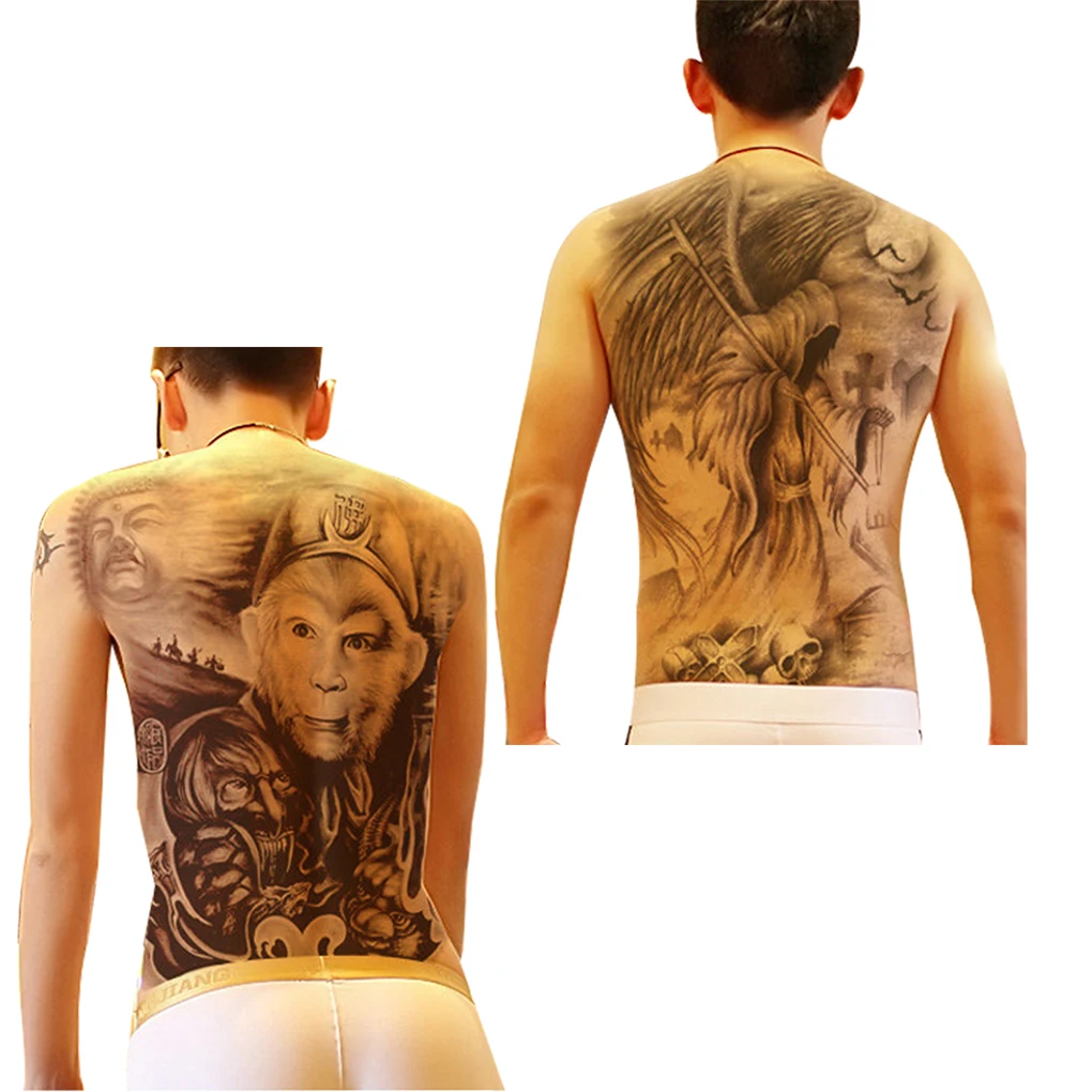 

Big Size Fish Buddha Statue Full Back Chest Tattoo Sticker Temporary Waterproof Large Fake Tattoos