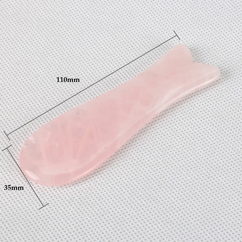

Natural Rose Quartz Scraper Fishtail Shape Traditional Acupressure Guasha Tool Body Massage SPA Wellness Little Gift