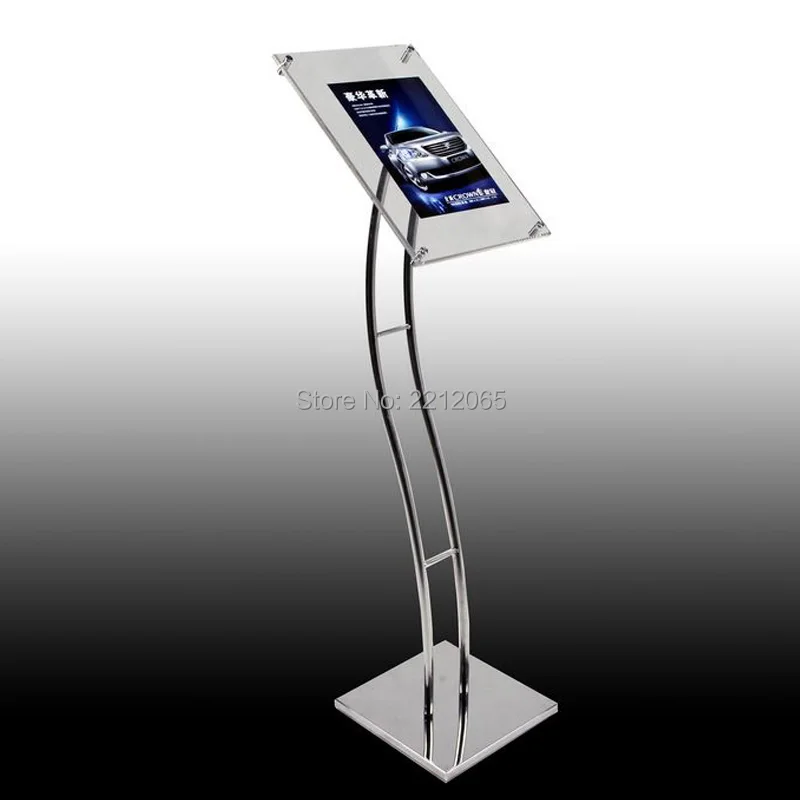 A4 Floor Standing Curved Post Menu Sign & Poster Holder Display Stand in Storage Holders