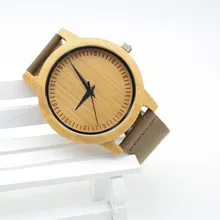 Venta caliente Japonés MIYOTA Movimiento Reloj de Cuero Genuino Relojes Para Hombres Y Mujeres Pulsera De Madera De Bambú