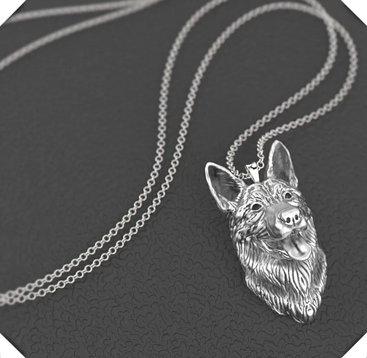 

wholesale German shepherd dog necklace Handmade necklace Embossed pendant jewelry golden colors plated fast