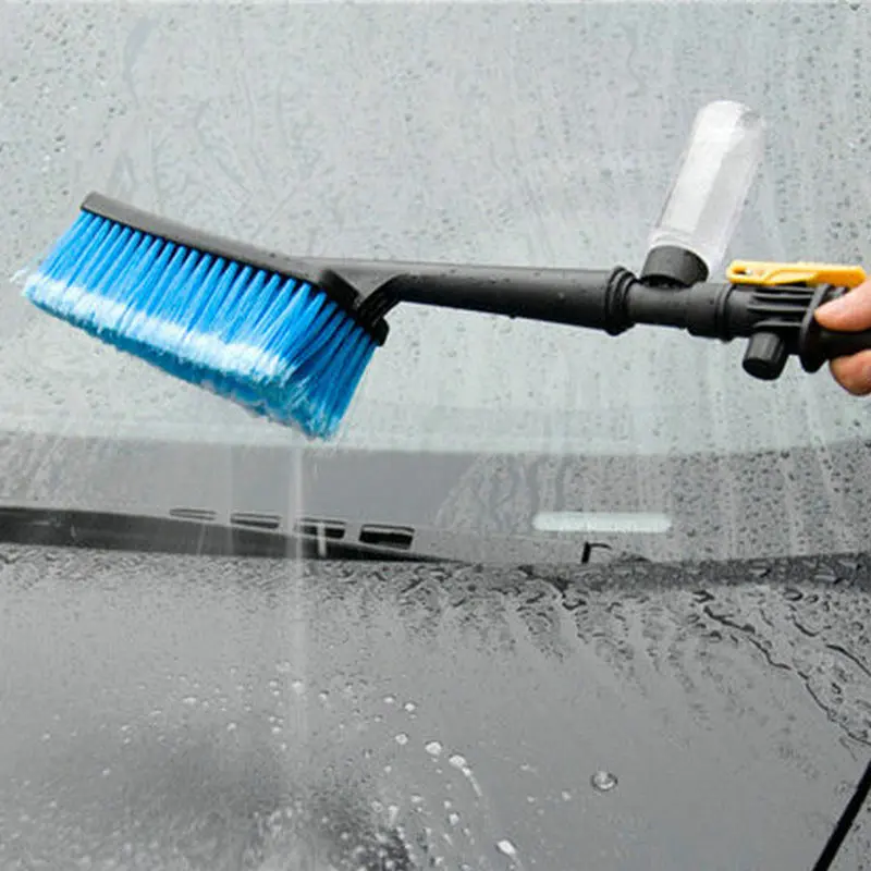 1pc Blue Car Wash Brush Auto Exterior Retractable Long Handle Water Flow Switch Foam Bottle Car Cleaning Brush Free Shipping