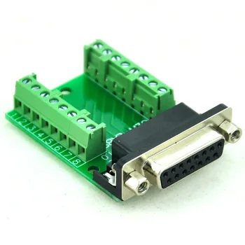 

Slim Right Angle D'SUB DB15 Female Header Breakout Board, Terminal Block DSUB Connector.