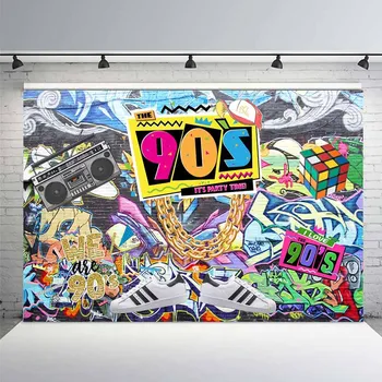 

Mehofoto 7x5ft 90th Graffiti Photography Backdrop Vinyl Hip Hop Photo Studio Background Back To The 90s Party Decorations