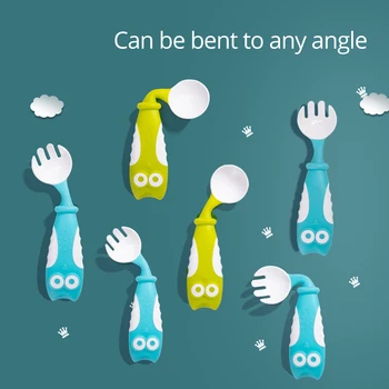 

Sunveno Baby Feeding Tableware Baby Spoon Fork Children's Cutlery Newborns Baby Spoons Feeding Owl Fork Spoon Set