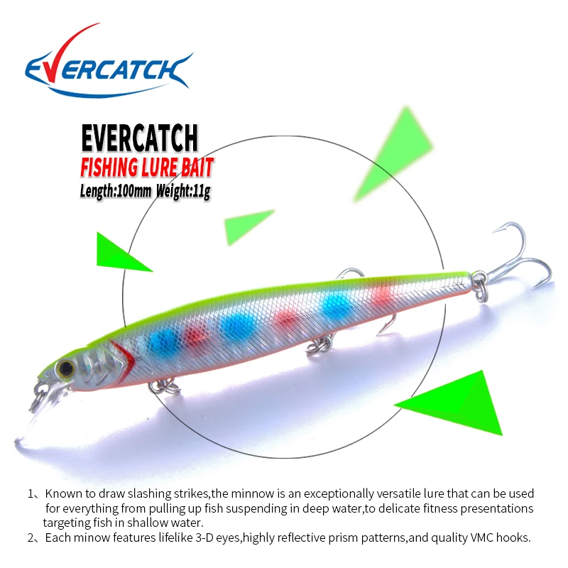 EVERCATCH 100 мм 11 г стальные шарики Длинные литья новая модель жесткая приманка для