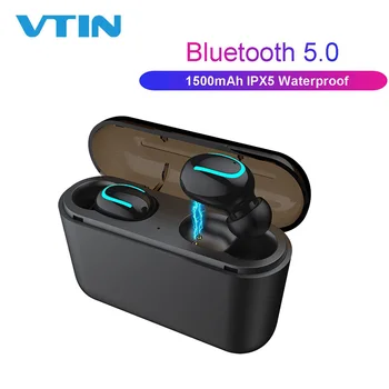 

Vtin TWS Ture Earphones Wireless Bluetooth 5.0 Earbuds Waterproof TWS Headset Headset with 1500mAh Charging Case 3D Stereo